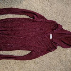 Red hooded sweater